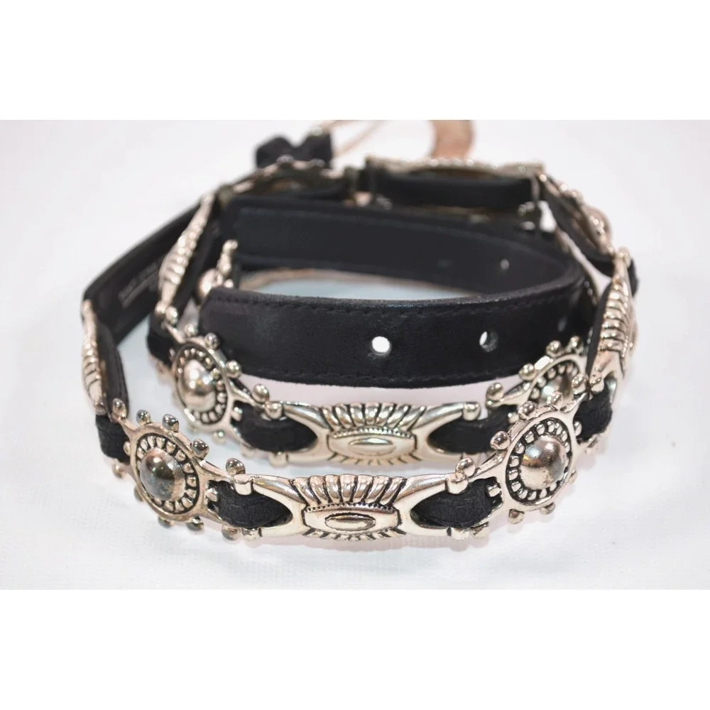 Black Western Concho Fashion Belt Braided Leather Womens Size XL 35